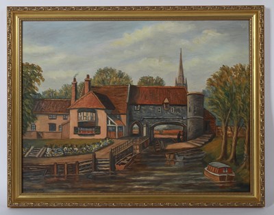 Lot 653 - English school, Pull's Ferry, Norwich, oil on...