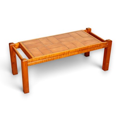 Lot 374 - A Danish beech tile topped coffee table, 110x47cm