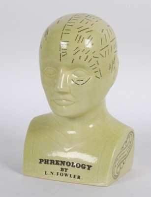 Lot 362 - A pottery Fowler phrenology head, 29cm