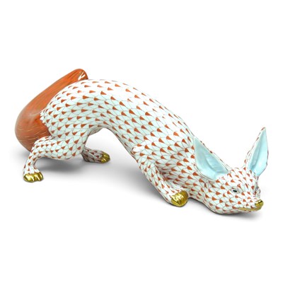 Lot 30 - A large Herend porcelain model of a crouching...