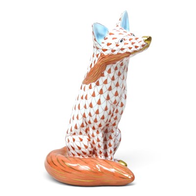Lot 87 - A Herend porcelain model of a seated fox, in...