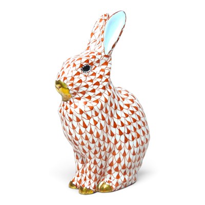 Lot 107 - A Herend porcelain model of a rabbit, in red...