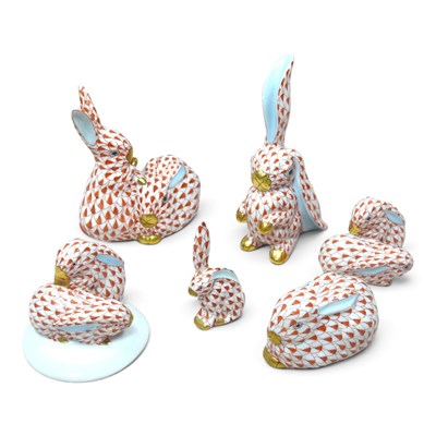 Lot 97 - A collection of six Herend porcelain models of...