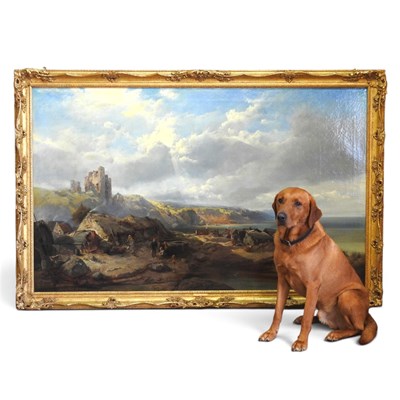 Lot 40 - Henry Bright, 1810-1873, fisherfolk before a...