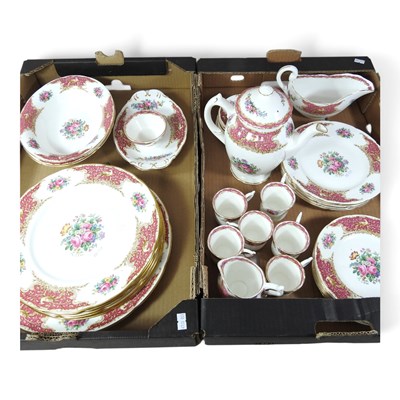 Lot 376 - A Coalport Montrose Pink pattern dinner and...
