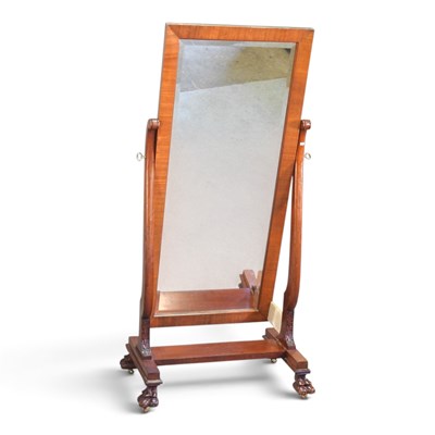Lot 393 - A Victorian style mahogany cheval mirror, with...