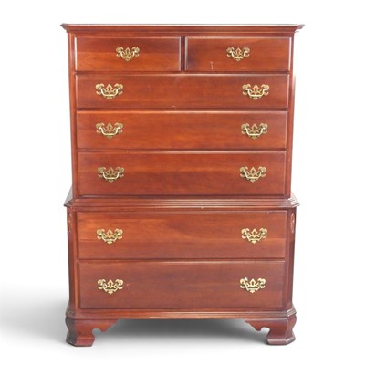 Lot 174 - A reproduction chest on chest, on ogee bracket...
