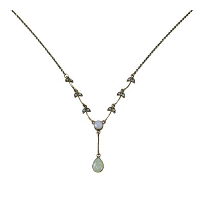 Lot 52 - An Edwardian style 9 carat gold and opal...