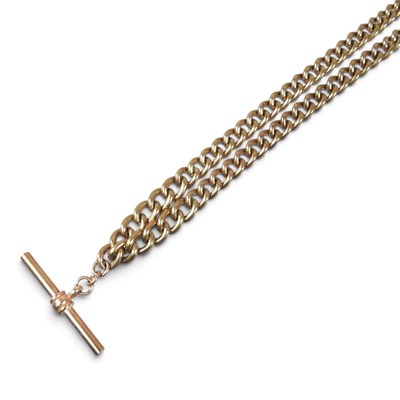 Lot 22 - A Victorian 9 carat gold fob chain, with T bar,...