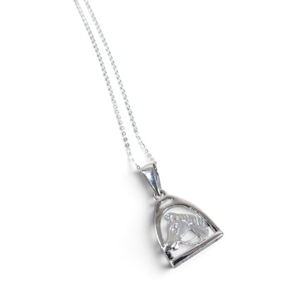 Lot 67 - An 18 carat white gold pendant necklace, in...