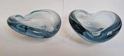 Lot 383A - A pair of mid-century "Akva" aqua-blue glass...