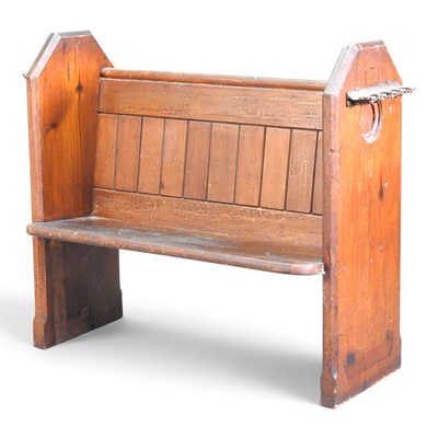 Lot 304 - A 19th century pitch pine Church pew, with...