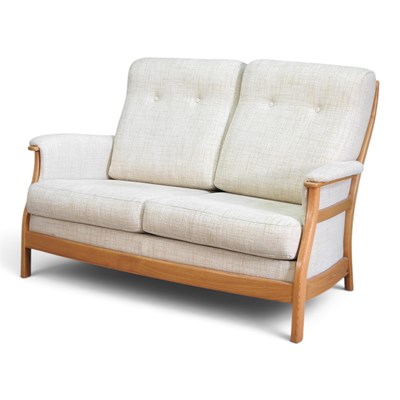 Lot 152 - A modern Ercol elm sofa, with cream...