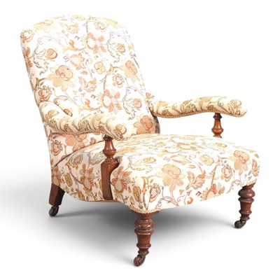 Lot 8 - A Victorian Howard style floral upholstered...