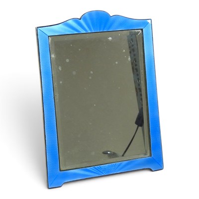 Lot 23 - An Art Deco silver and blue guilloche enamel...