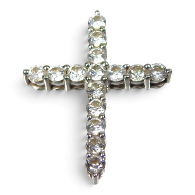 Lot 166 - A 14 carat white gold and diamond set pendant,...