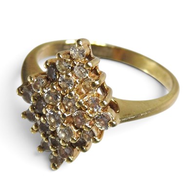 Lot 182 - A modern 14 carat gold marquise set diamond...