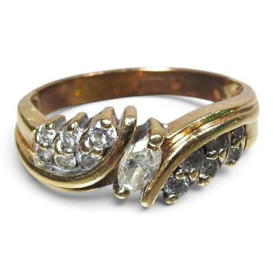 Lot 168 - A marquise cut diamond ring, of bypass design,...
