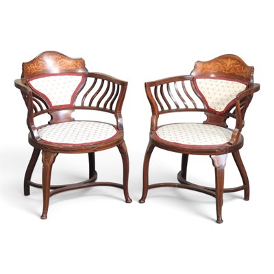Lot 491 - A pair of Edwardian mahogany and inlaid tub...