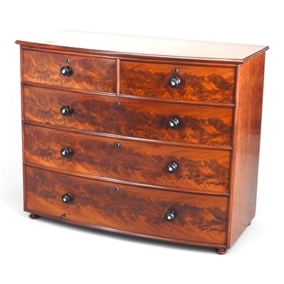 Lot 405 - A Victorian mahogany bow front chest of...