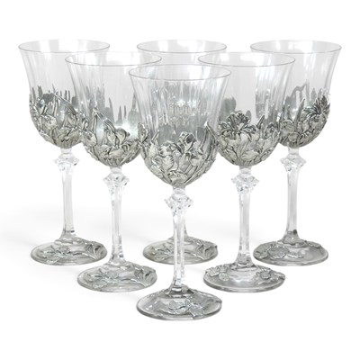 Lot 444 - A set of six Royal Selangor pewter mounted...