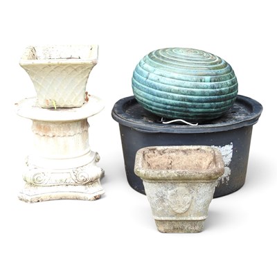 Lot 539 - A cast stone garden pedestal, together with...
