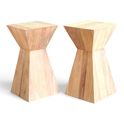 Lot 373 - A pair of modern elm sculpture stands, each of...