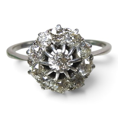 Lot 192 - A white gold and diamond cluster ring, of...