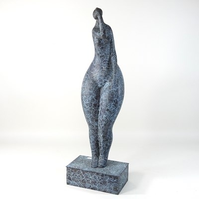 Lot 160 - An abstract painted bronze sculpture of a lady