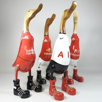 Lot 136 - A wooden football duck