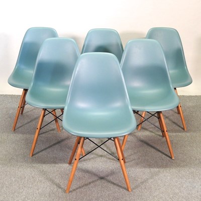 Lot 632 - A set of six Vitra Eames plastic moulded dining chairs
