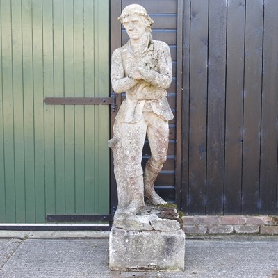 Lot 317 - An antique life size cast stone figure of a poacher