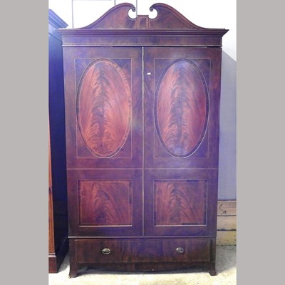 Lot 438 - A 19th century mahogany and inlaid double wardrobe