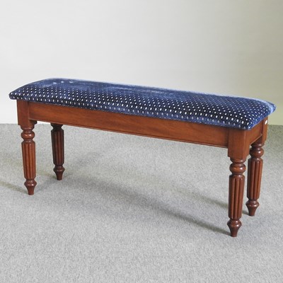 Lot 592 - A Regency style blue upholstered window seat