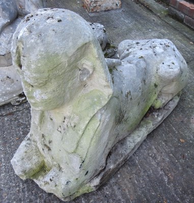 Lot 345 - A pair of 19th century carved stone sphinx