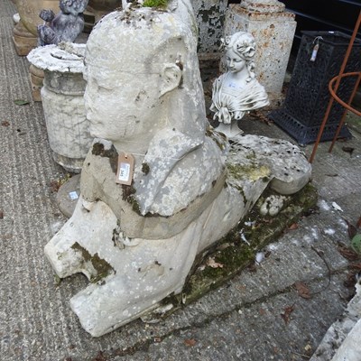 Lot 345 - A pair of 19th century carved stone sphinx