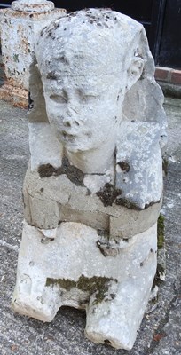 Lot 345 - A pair of 19th century carved stone sphinx