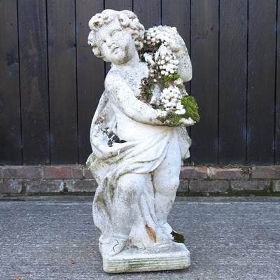 Lot 347 - A cast stone garden figure of a cherub