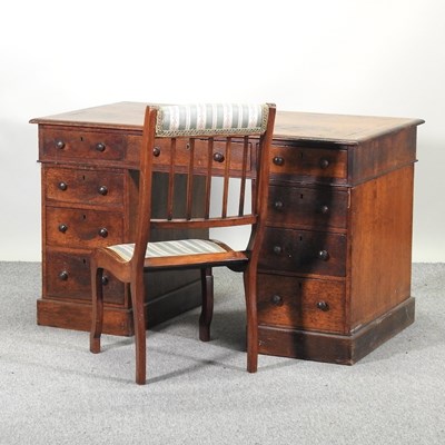 Lot 451 - A Victorian oak pedestal desk