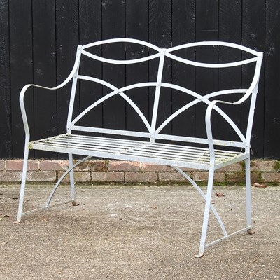 Lot 300 - DAY TWO - A Regency style grey painted iron garden bench