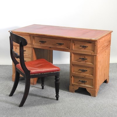 Lot 430 - An antique pine pedestal desk
