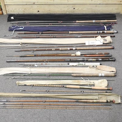 Lot 135 - A collection of vintage fishing rods