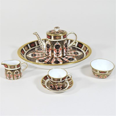 Lot 47 - A Royal Crown Derby Imari pattern miniature porcelain cabaret set