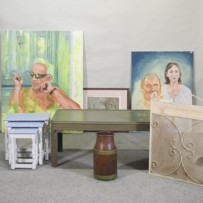 Lot 24 - A green painted coffee table