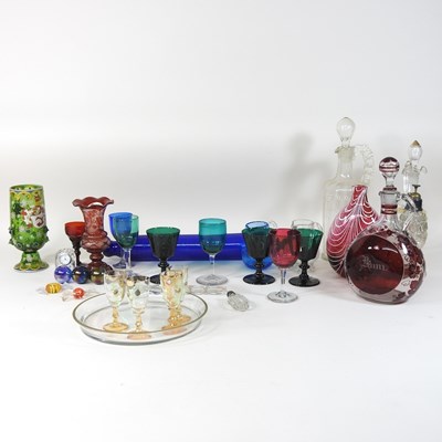 Lot 169 - A collection of 19th century and later coloured glassware