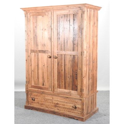 Lot 51 - A modern rustic pine double wardrobe