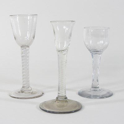 Lot 55 - An 18th century double series opaque twist cordial glass
