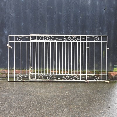 Lot 9 - A pair of French grey painted wrought iron garden gates