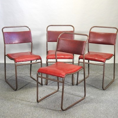 Lot 46 - A set of four mid 20th century tubular metal stacking chairs