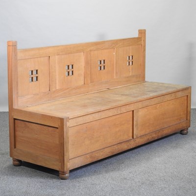 Lot 64 - A hand made light oak box settle